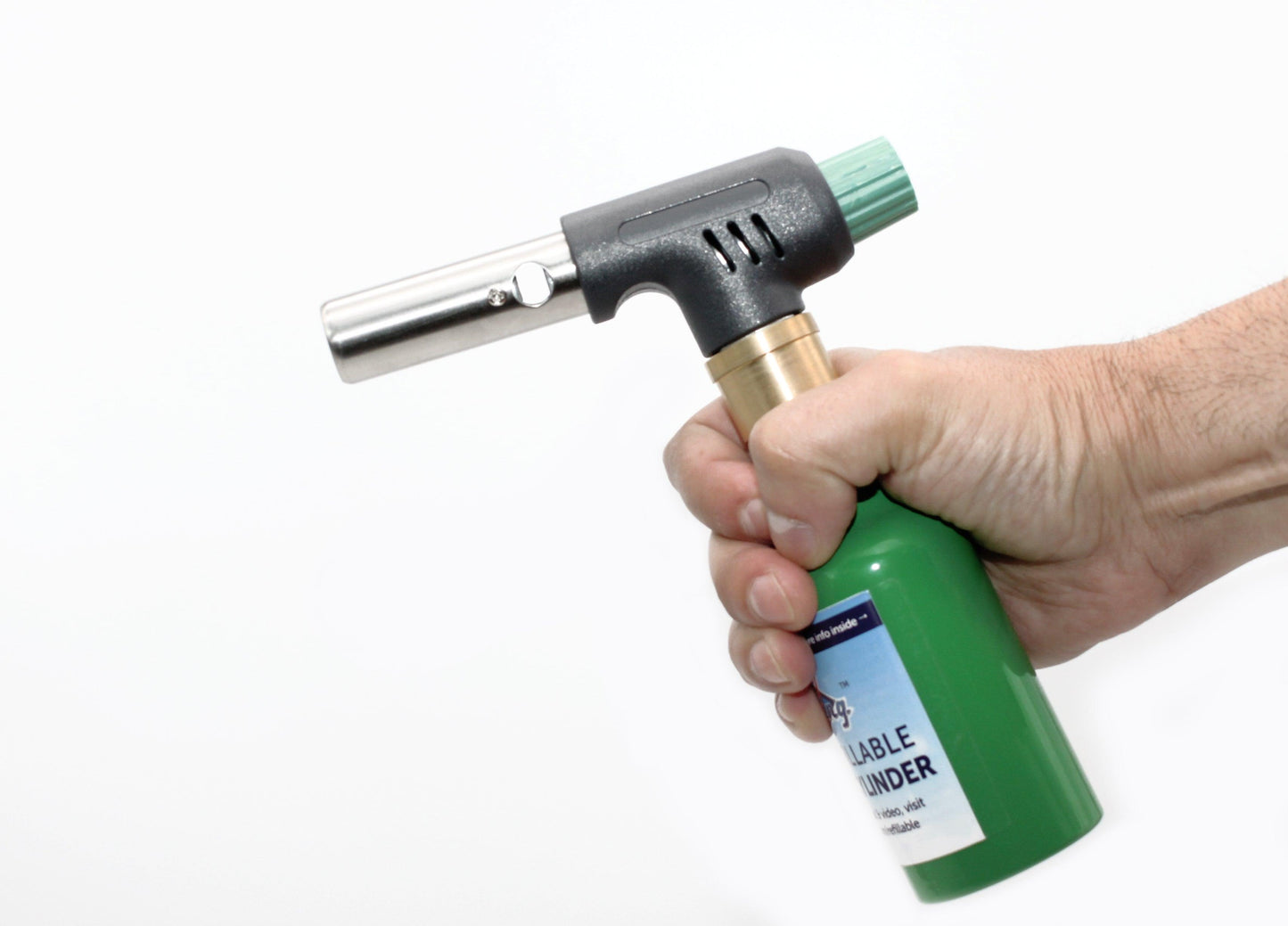 Flame King Mini Propane Blow Torch Head with 10,000 BTU, used for kitchen cooking and soldering, by Flame King Products.