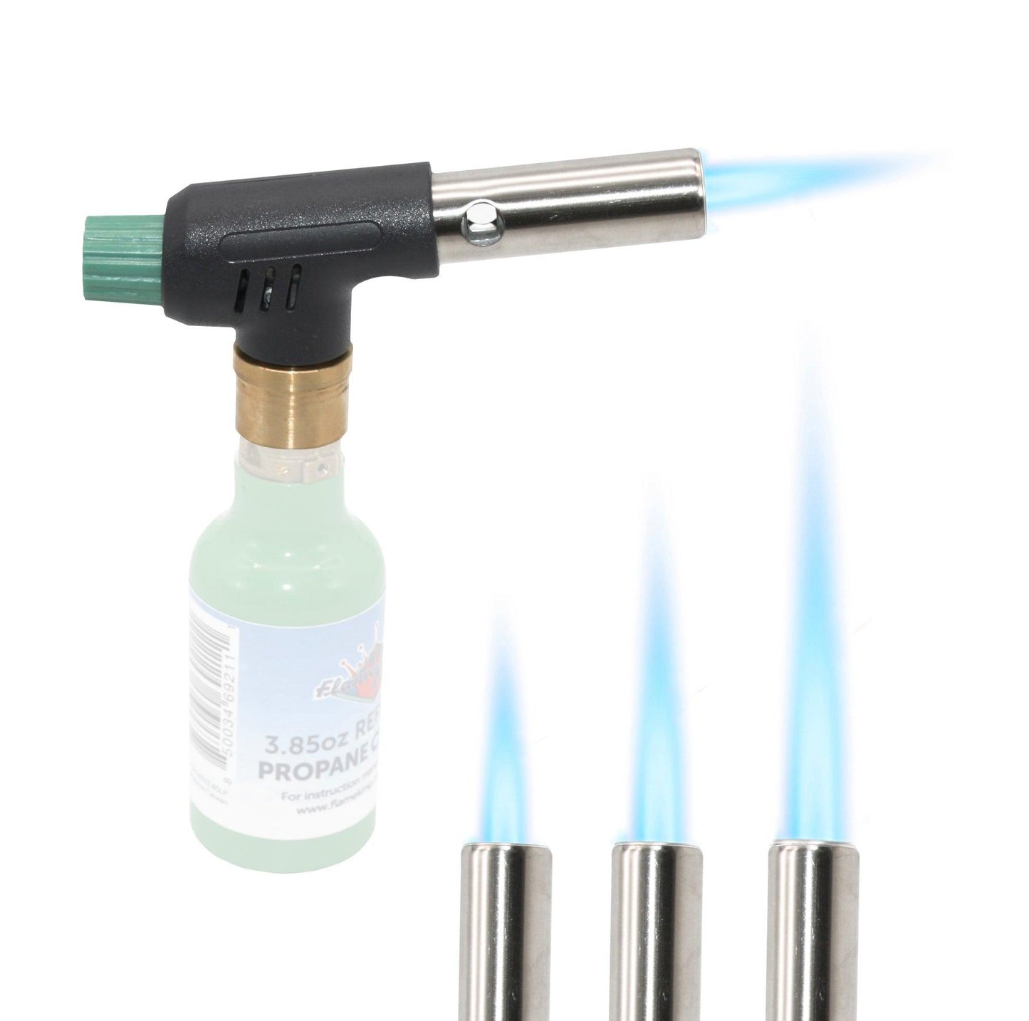 Flame King Mini Propane Blow Torch Head with 10,000 BTU, suitable for kitchen use and soldering, by Flame King Products.