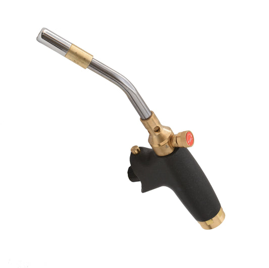 Flame King Welding Professional Propane Torch Head with auto-ignition and max heat, used as a weed burner or torch for outdoor tasks.