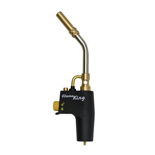Flame King Welding Propane Torch Head with high-intensity swirl flame, used for weed burning and outdoor heating applications.