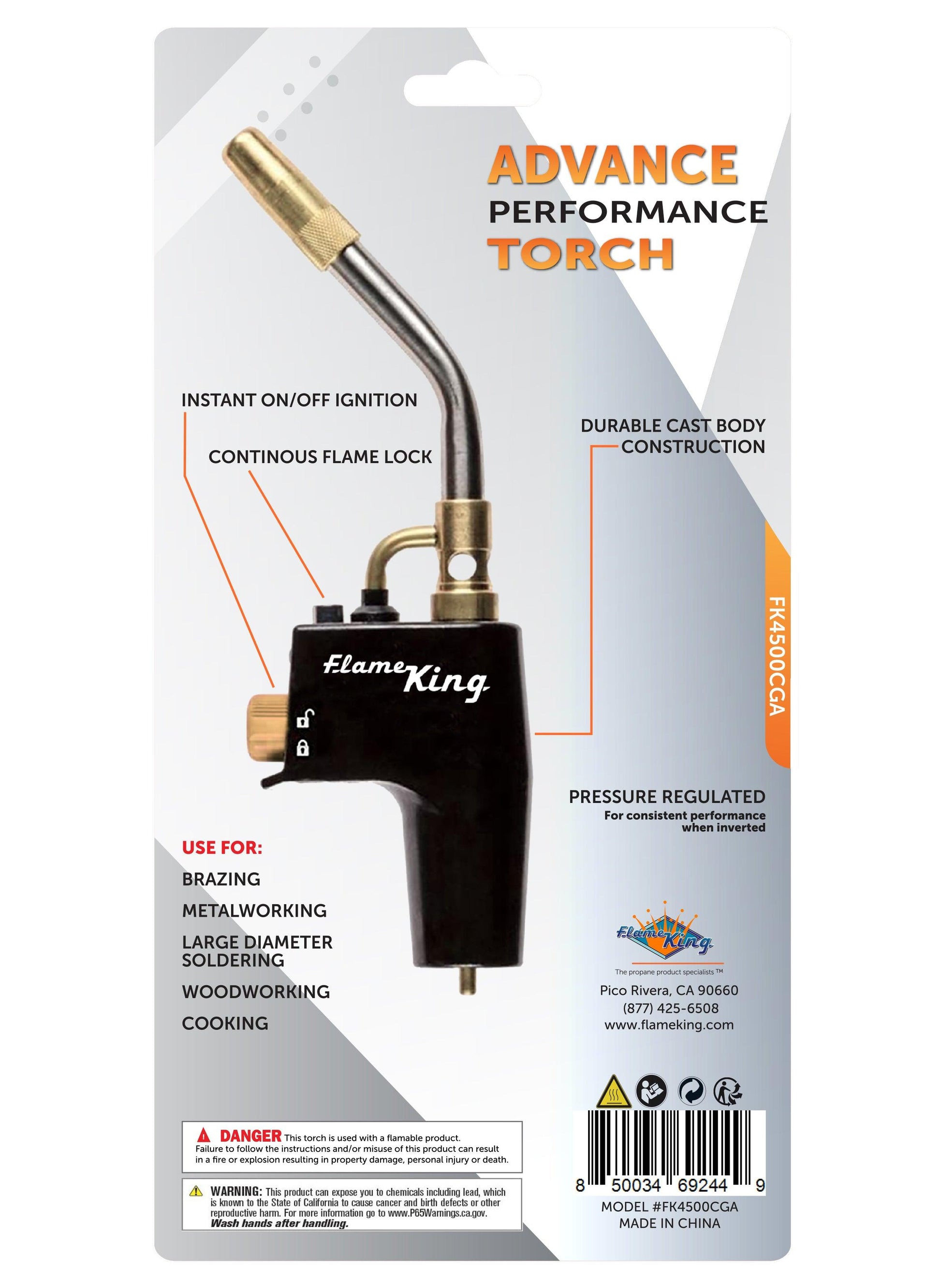 Flame King Welding Propane Torch Head with high-intensity swirl flame, used for weed burning and torching applications.