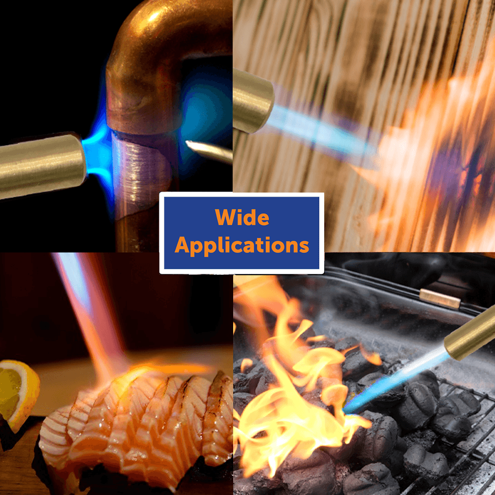 Flame King Welding Propane Torch Head with high-intensity swirl flame, used for weed burning and outdoor torching tasks.