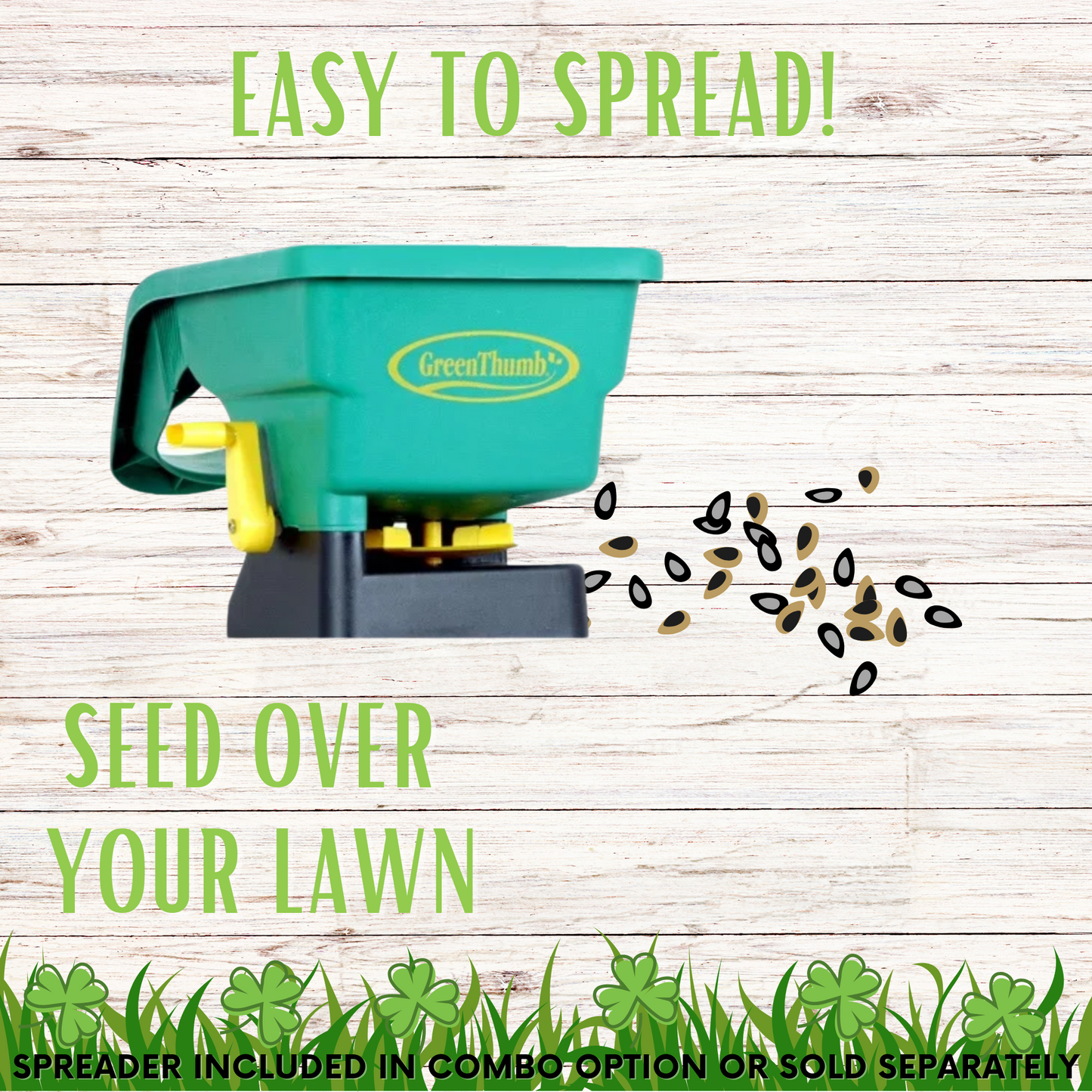 Flawn Seed Kits Micro Clover and Mow Less Grass Seed in a 100 sq ft pouch, showing seed tape and packaging for sustainable lawn care.