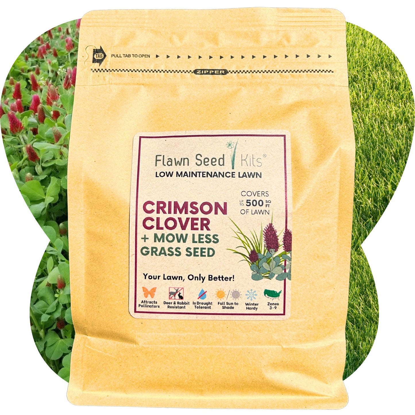 Crimson Clover + Mow Less Grass Seed - Blessings Grow Meadows