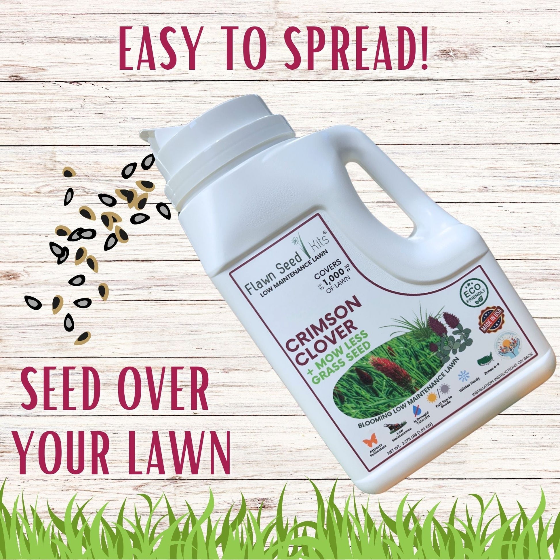 Crimson Clover + Mow Less Grass Seed - Blessings Grow Meadows