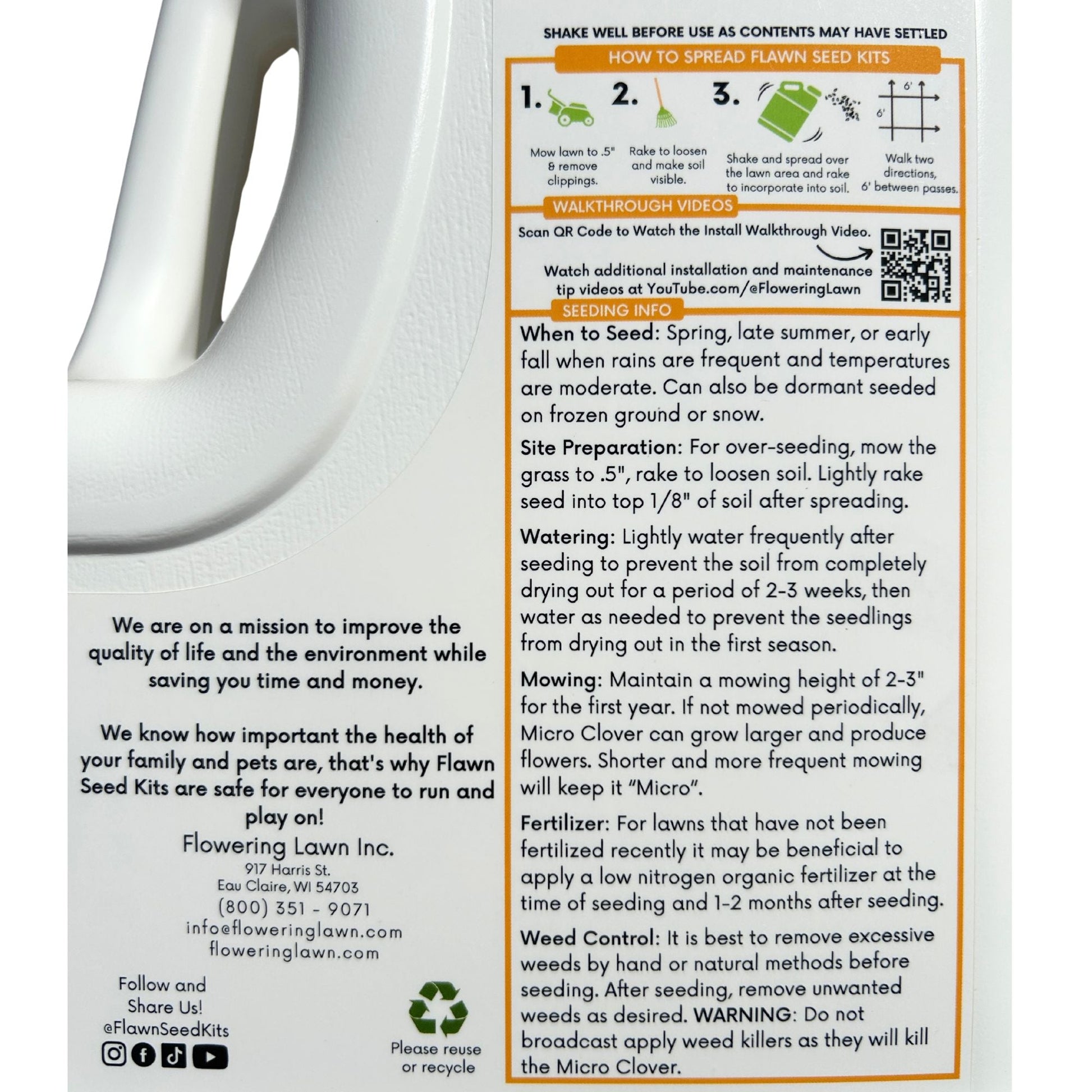 Micro Clover Bee Lawn Seed Mixture - Easy Spread Shaker - Blessings Grow Meadows