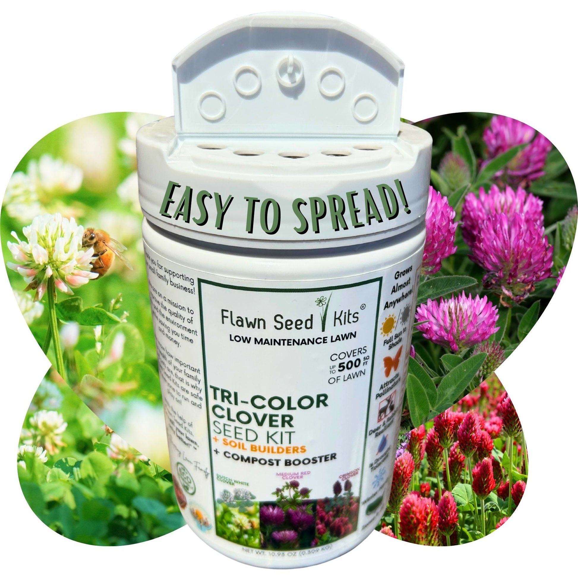 Tri-Color Clover Seed Easy Spread Shaker - Blessings Grow Meadows