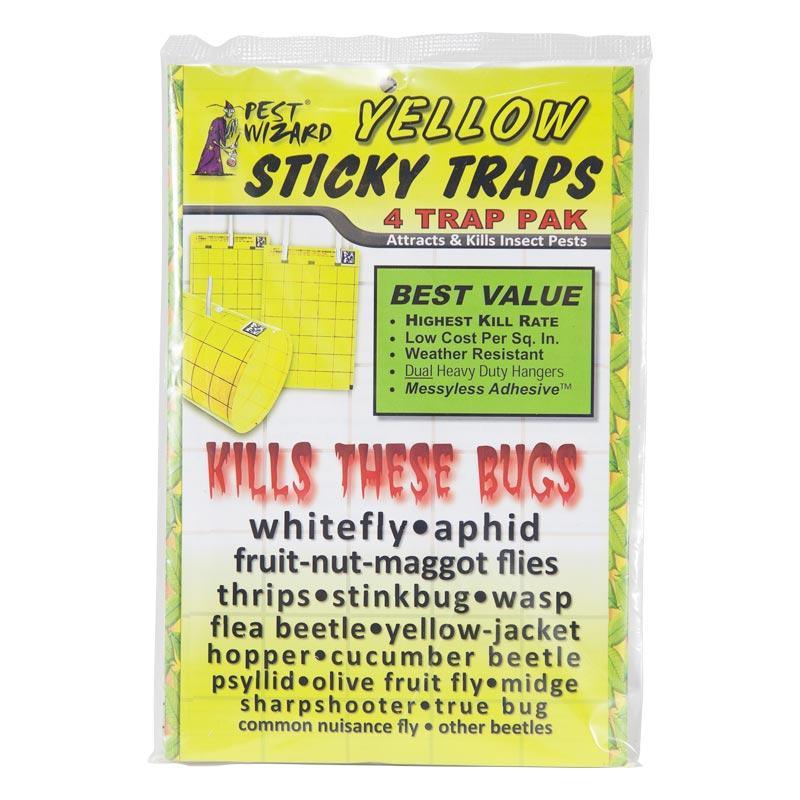 Pest Wizard Yellow Sticky Card Trap, Large 4-Pack - Blessings Grow Meadows