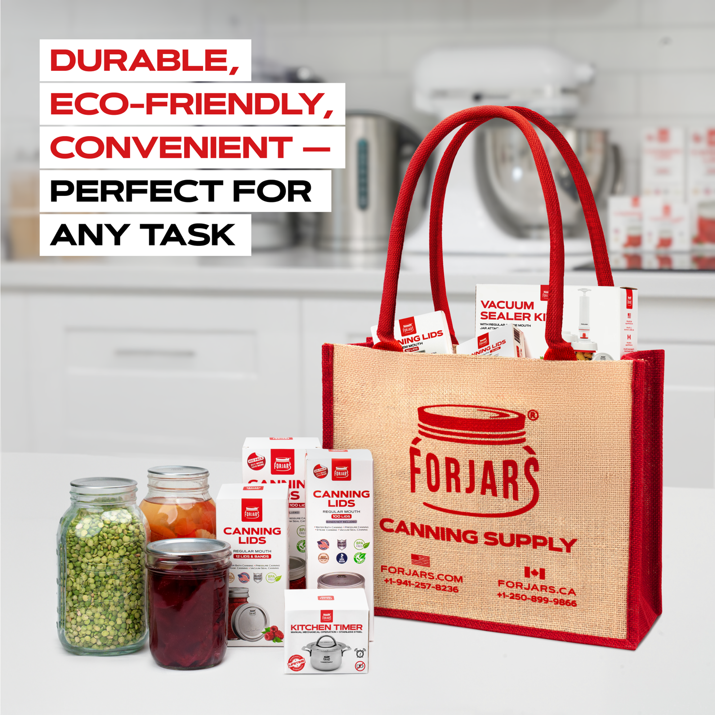 Forjars®  Reusable Burlap Tote Bags – Available in Two Sizes: Small & Medium - Blessings Grow Meadows