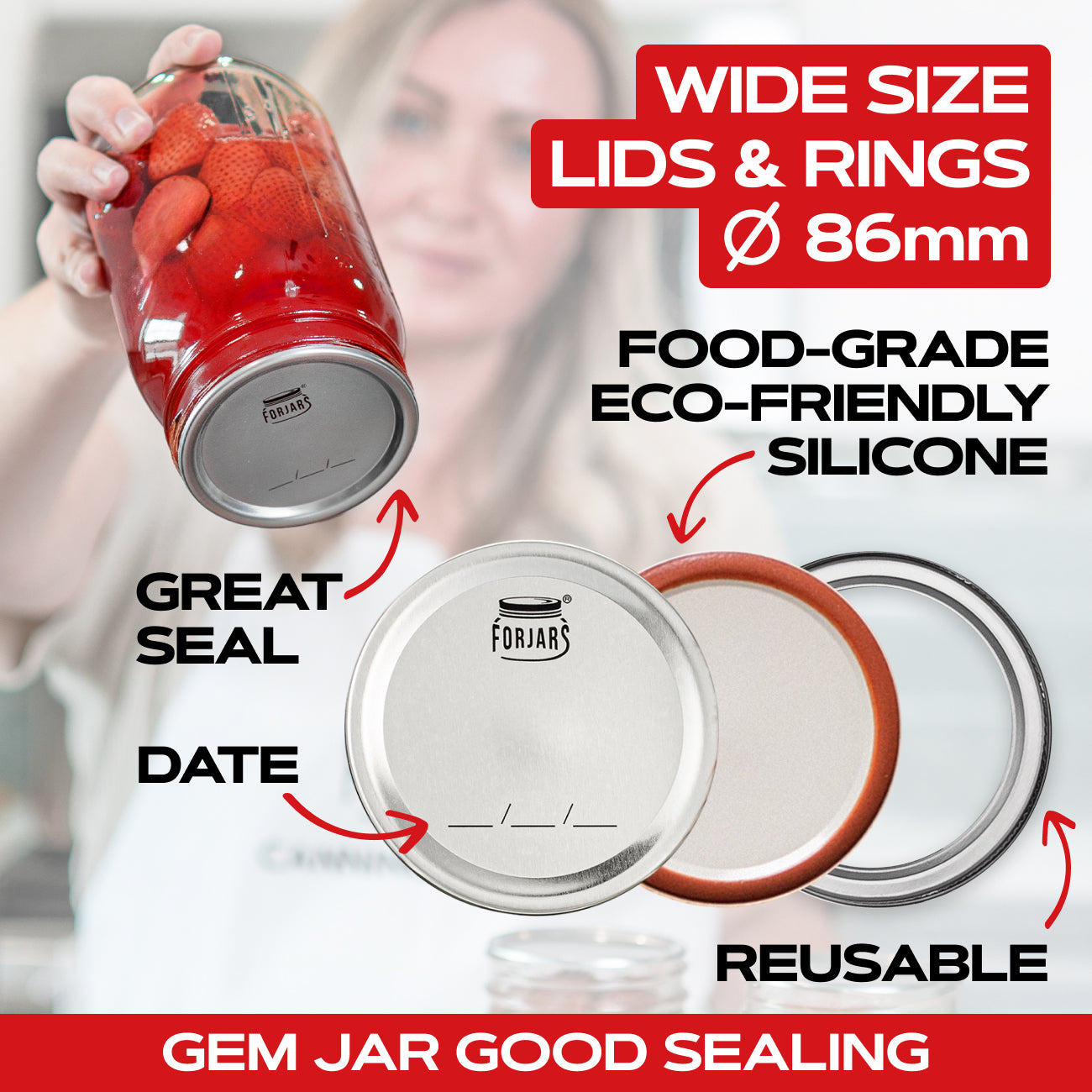 Forjars® - 12 Regular Mouth + 12 Wide Mouth Canning Lids and Rings Set of 24 - Blessings Grow Meadows