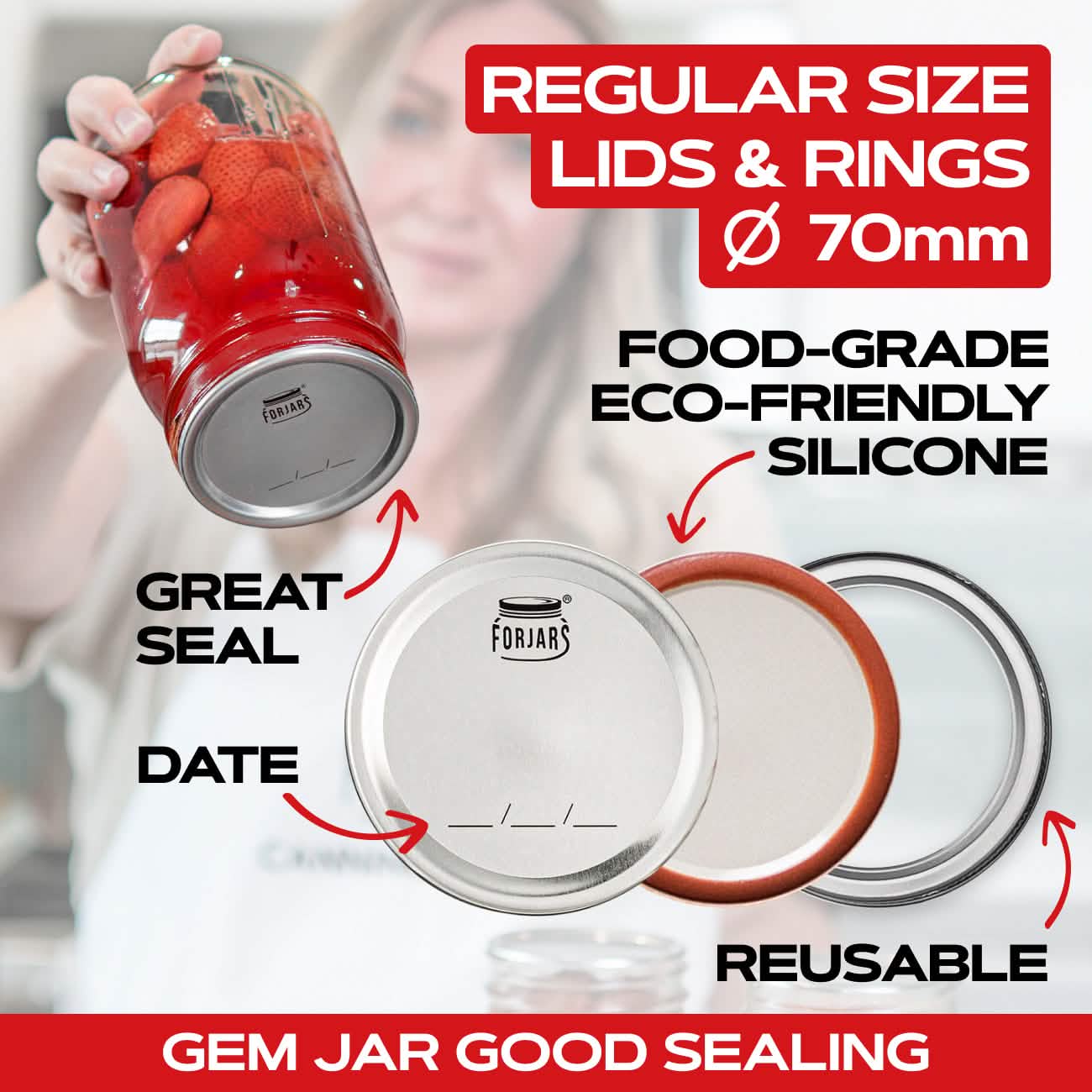 Forjars®  - 12 Regular Mouth Canning Lids + 12 Rings - Blessings Grow Meadows