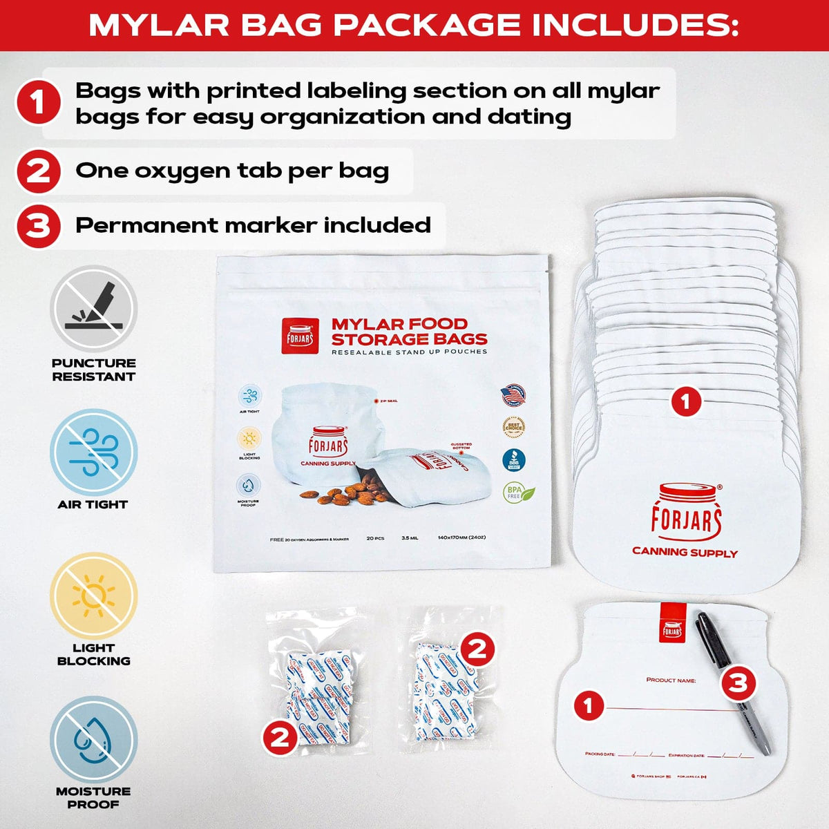 Forjars Funnel Screen Forjars® 20 count 24oz Mylar Bags - Blessings Grow Meadows - ForJars