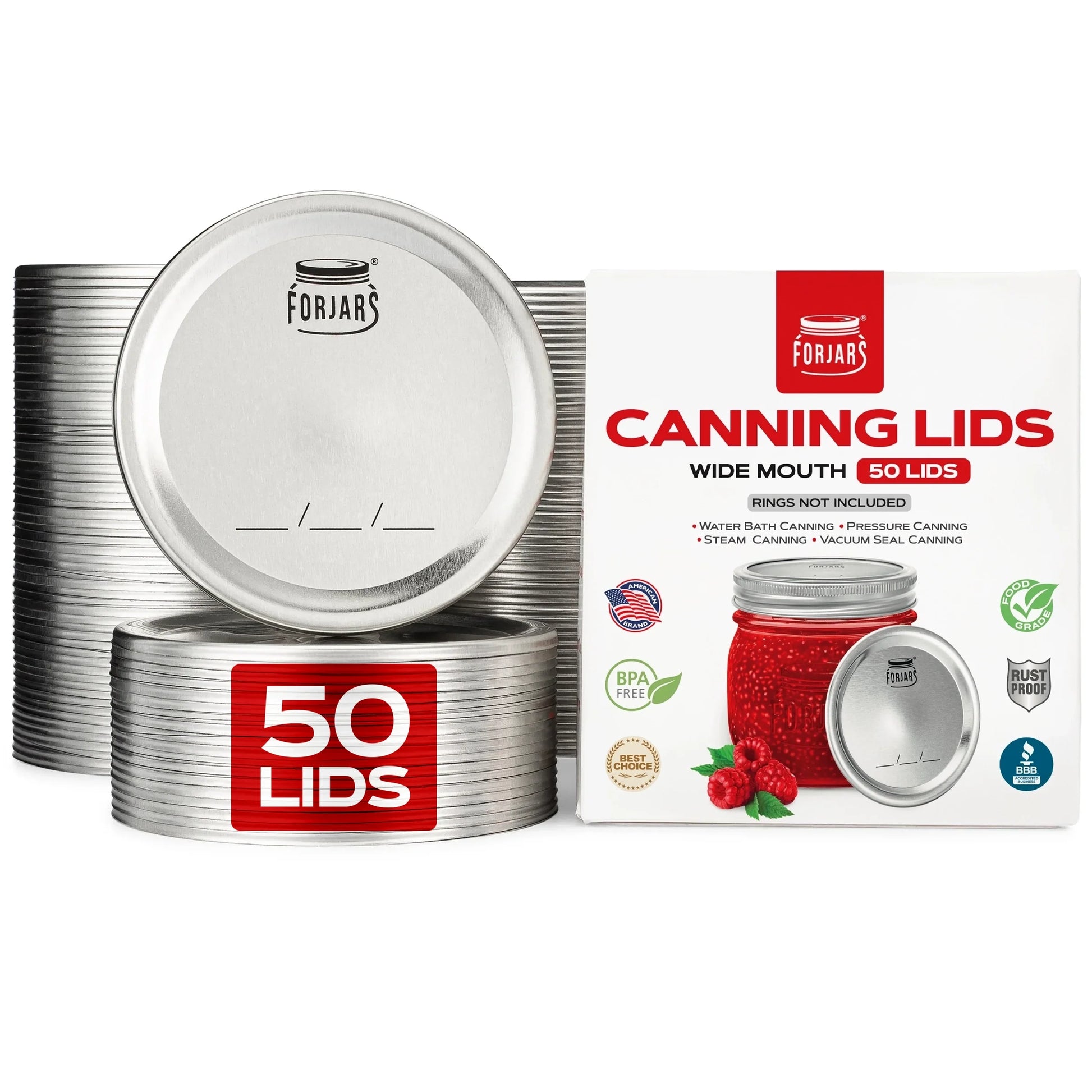 Forjars®  - 50 Wide Mouth Canning Lids - Blessings Grow Meadows