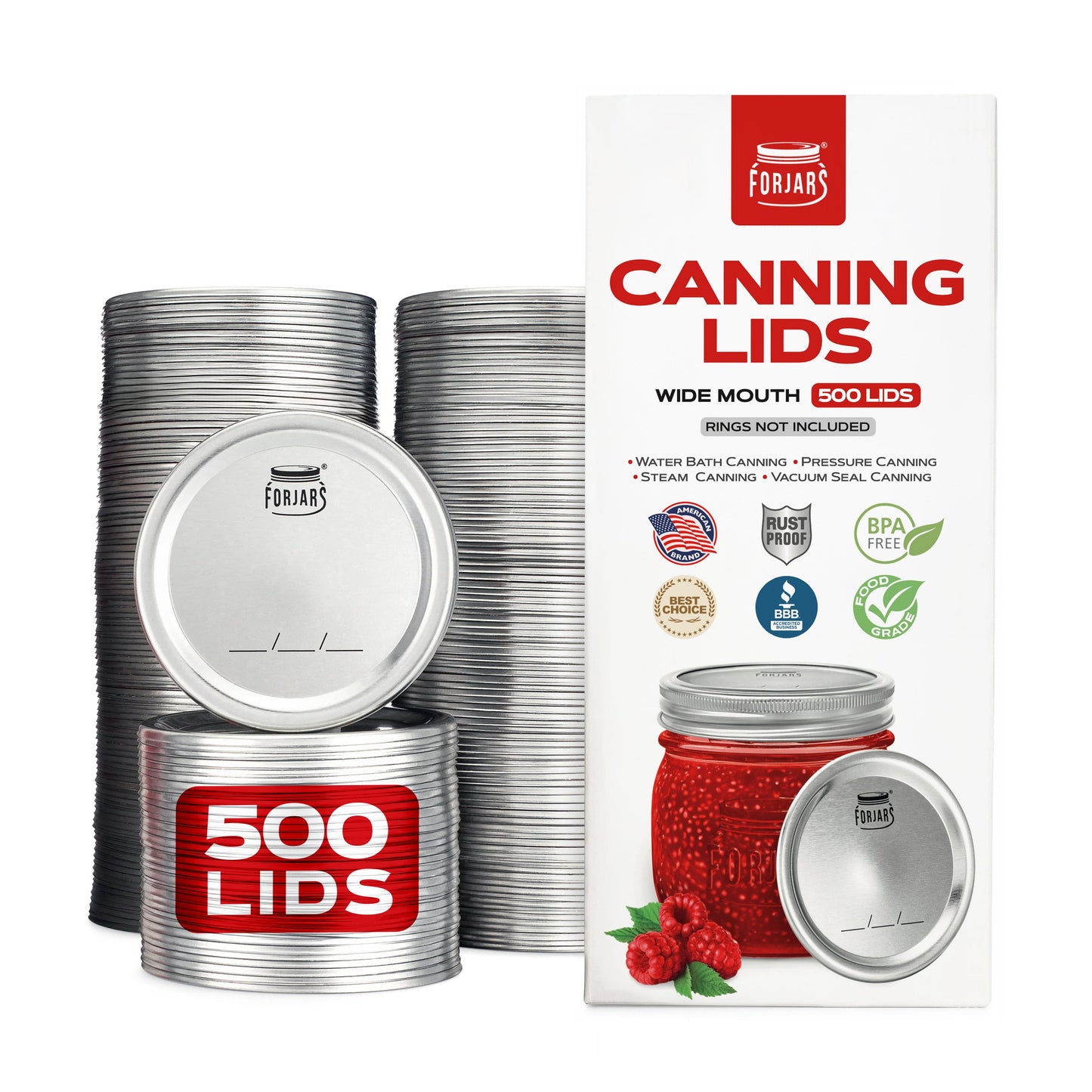 Forjars®  - 500 Wide Mouth Canning Lids - Blessings Grow Meadows