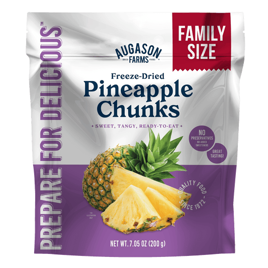 Freeze Dried Pineapple Pieces Family Size Pouch, 20 Servings - Blessings Grow Meadows