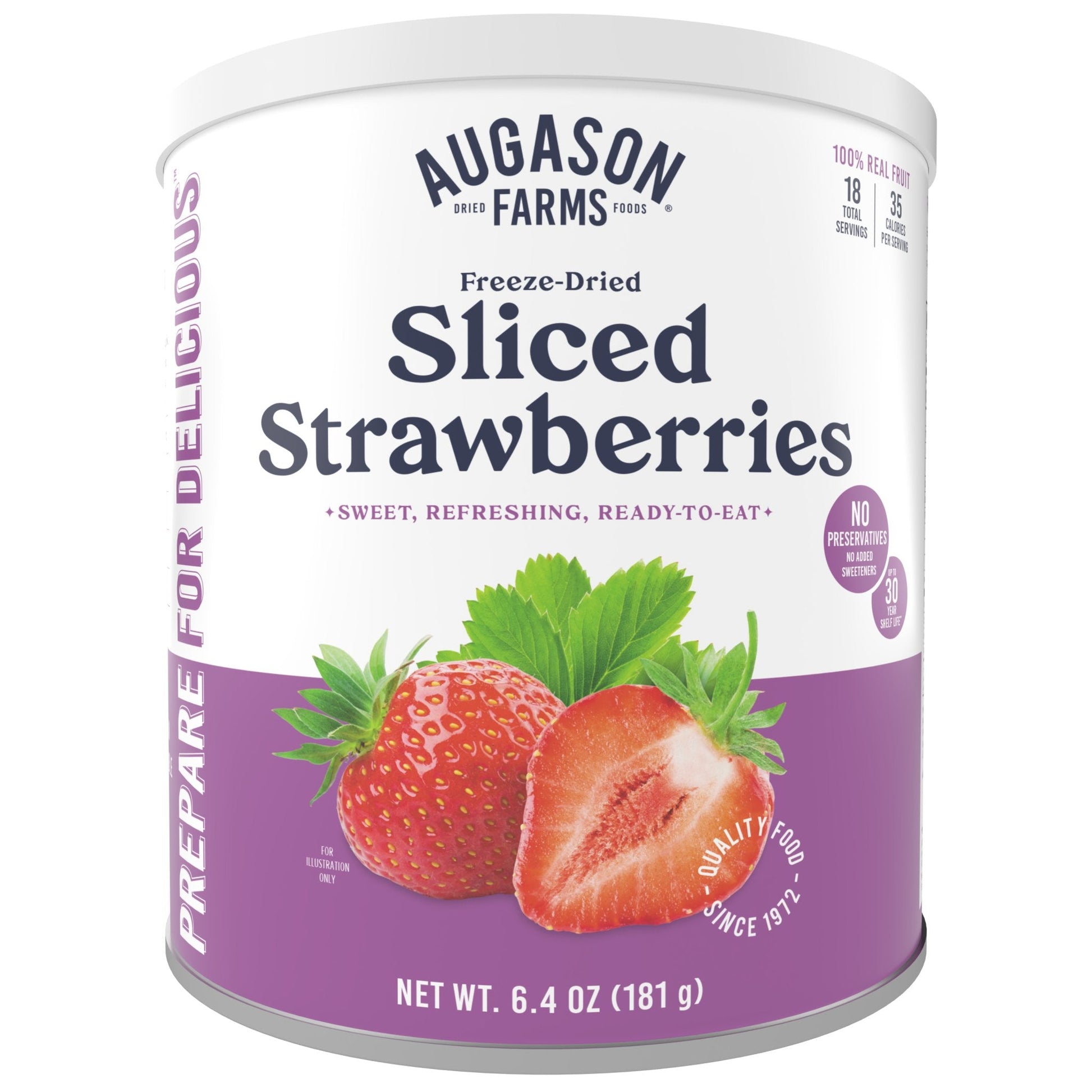 Freeze Dried Sliced Strawberries Can, 18 Servings - Blessings Grow Meadows