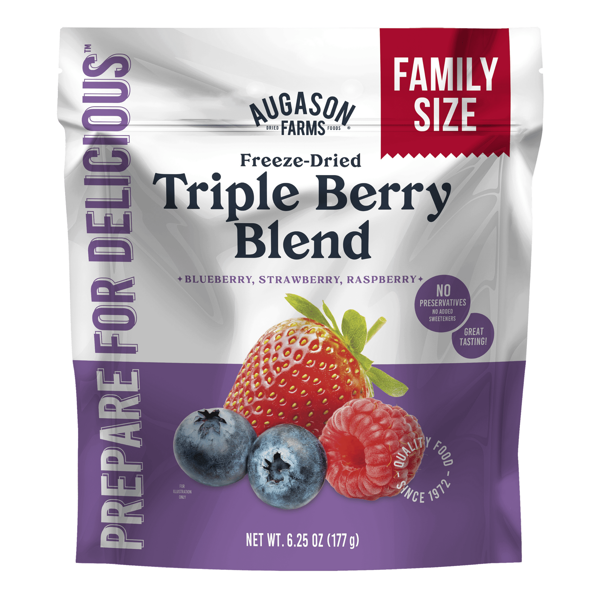 Freeze Dried Triple Berry Blend Family Size Pouch, 16 Servings - Blessings Grow Meadows