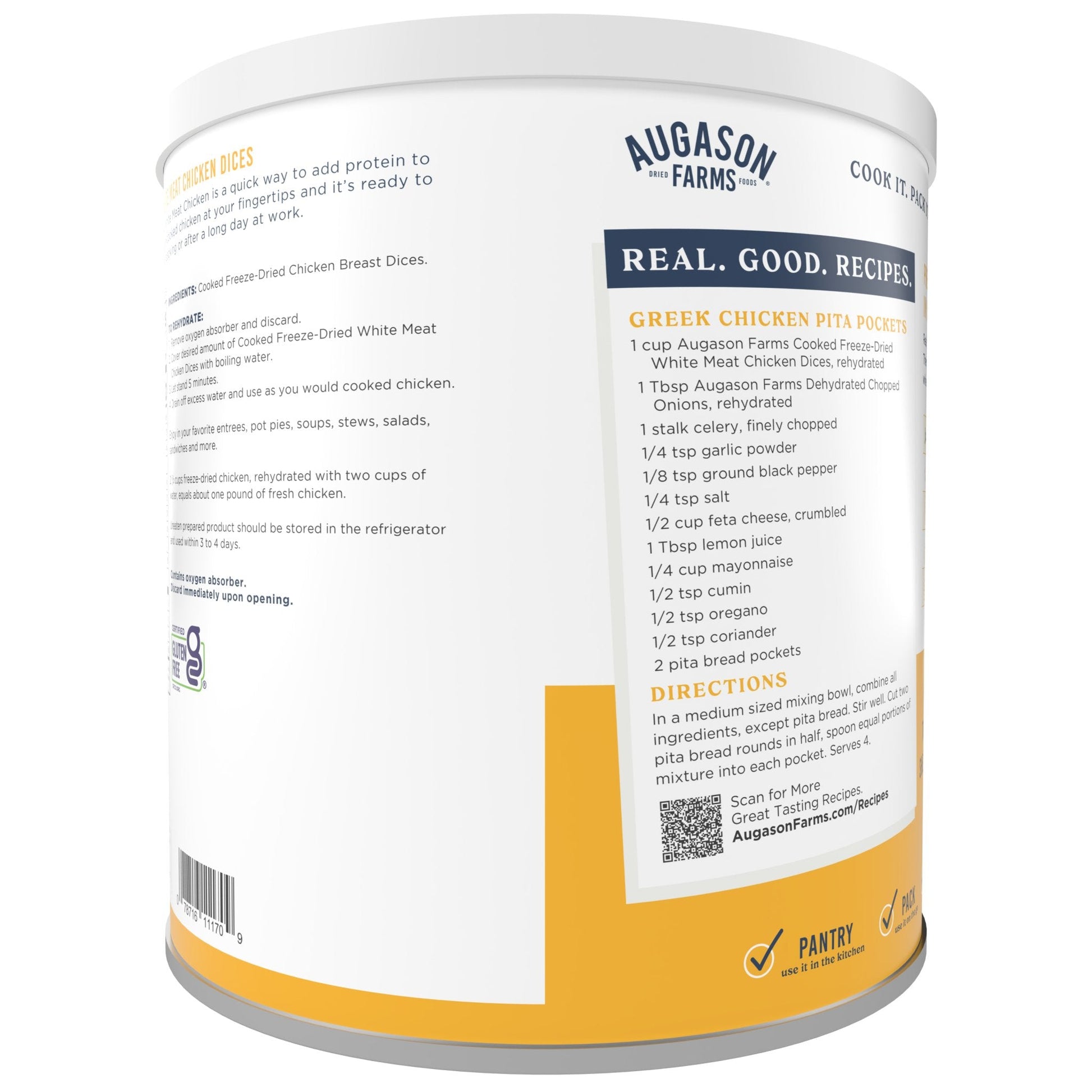 Cooked Freeze Dried White Meat Chicken Dices Can, 15 Servings - Blessings Grow Meadows