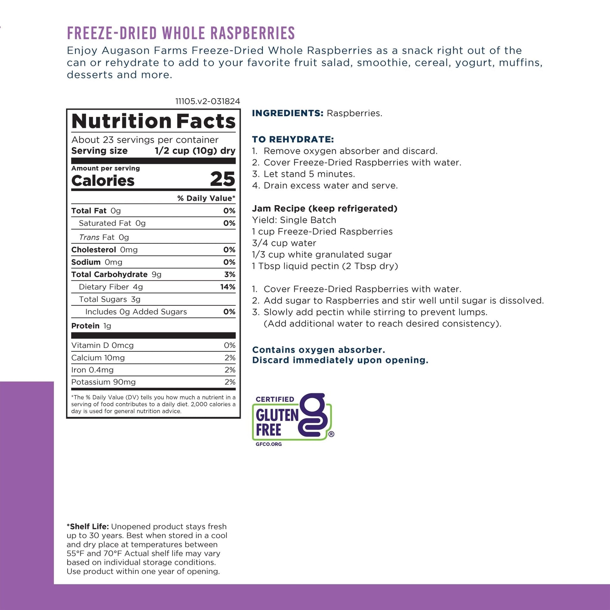 Freeze Dried Whole Raspberries Can, 23 Servings - Blessings Grow Meadows