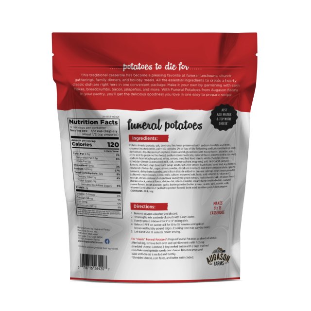 Funeral Potatoes Pouch, Cheesy Potato Casserole, 12 Servings - Blessings Grow Meadows