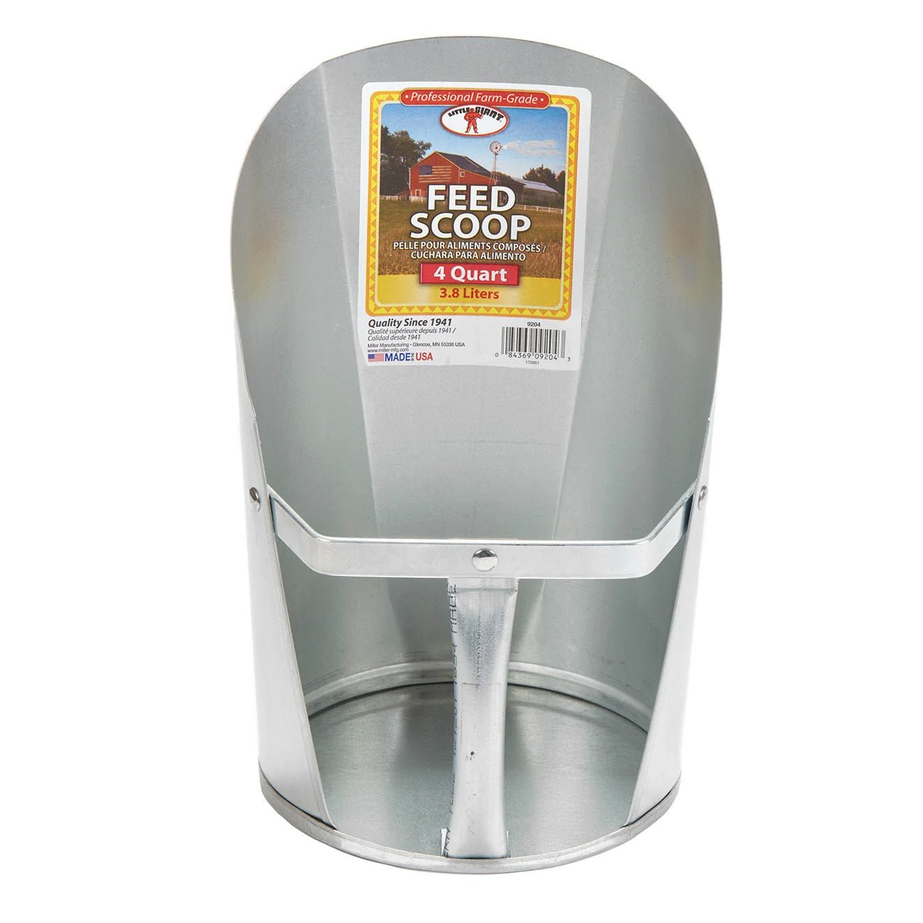 Galvanized feed scoops from Jeffers, livestock feed and waterer supplies, showing sturdy metal construction and ergonomic handles.