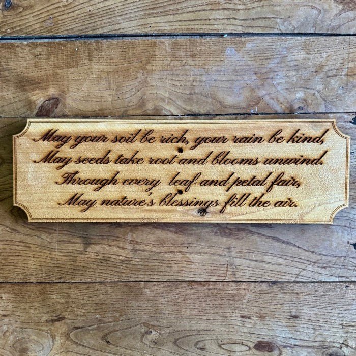 Garden Blessing Sign  - Made in USA with American Cedar - Blessings Grow Meadows