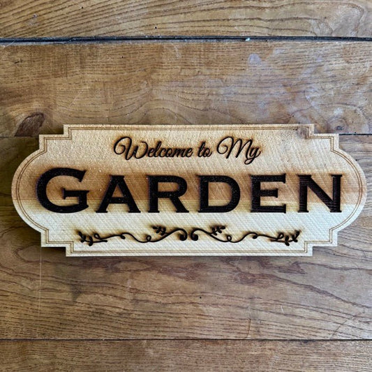Garden Welcome Sign  - Made in USA with American Cedar - Blessings Grow Meadows