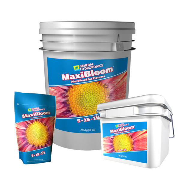 General Hydroponics MaxiBloom dry fertilizer for flowering plants, 2.2 lbs, from Perris Hydroponics, with nutrient blend 5-15-14.
