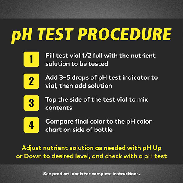 General Hydroponics pH Control Kit with pH Up, pH Down, and pH test indicators for hydroponic plant nutrient management.