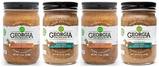 Georgia Grinders Almond Butter Mix Pack (Two 12oz jars of each; Original Almond Butter and Salt Free Almond Butter) - (CP-CL) by Georgia Grinders - Blessings Grow Meadows