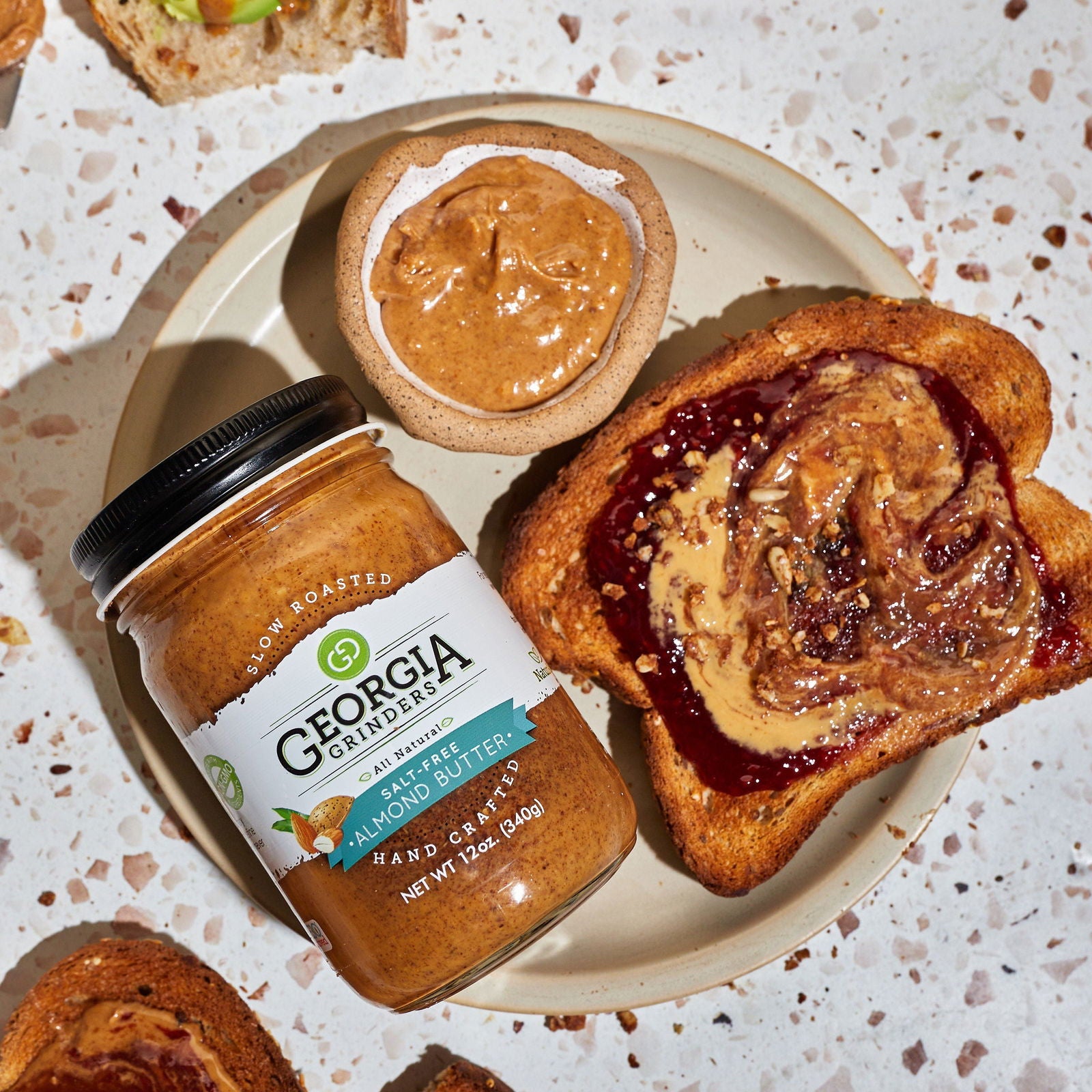 Georgia Grinders Almond Butter Mix Pack (Two 12oz jars of each; Original Almond Butter and Salt Free Almond Butter) - (CP-CL) by Georgia Grinders - Blessings Grow Meadows