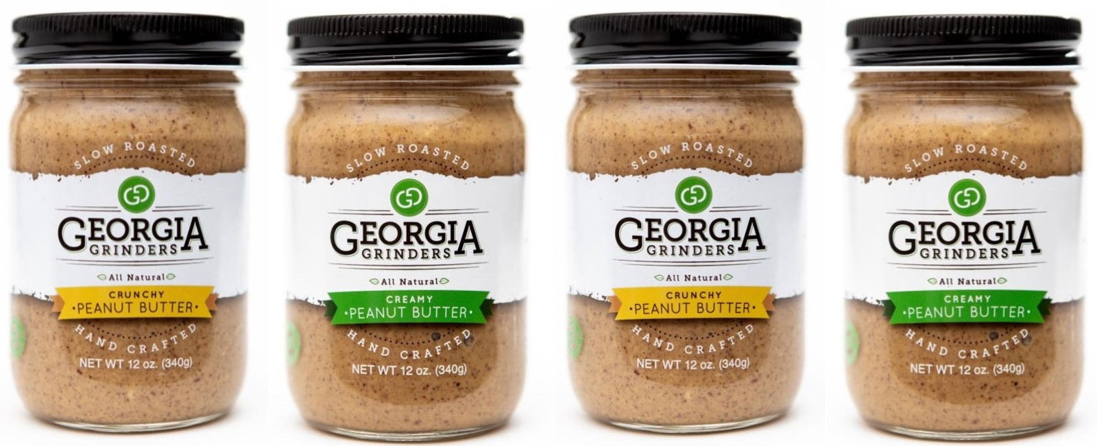 Georgia Grinders Peanut Butter Mixed 4 Pack (Two 12oz Jars of each Creamy Peanut Butter and Crunchy Peanut Butter)  - (CP-CL) by Georgia Grinders - Blessings Grow Meadows