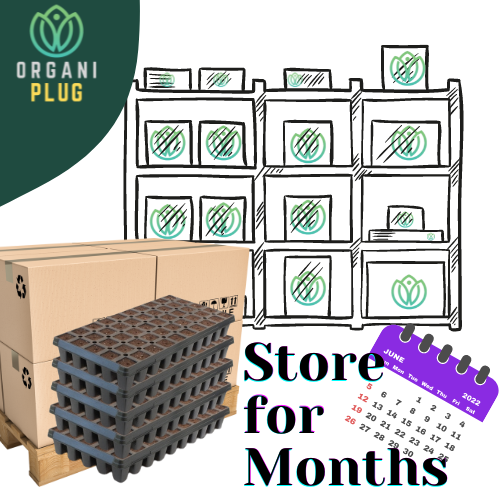 GrowersHouse OrganiPlug Seed & Cutting Plugs in a tray with 50 tall pre-filled plugs for planting and propagation.