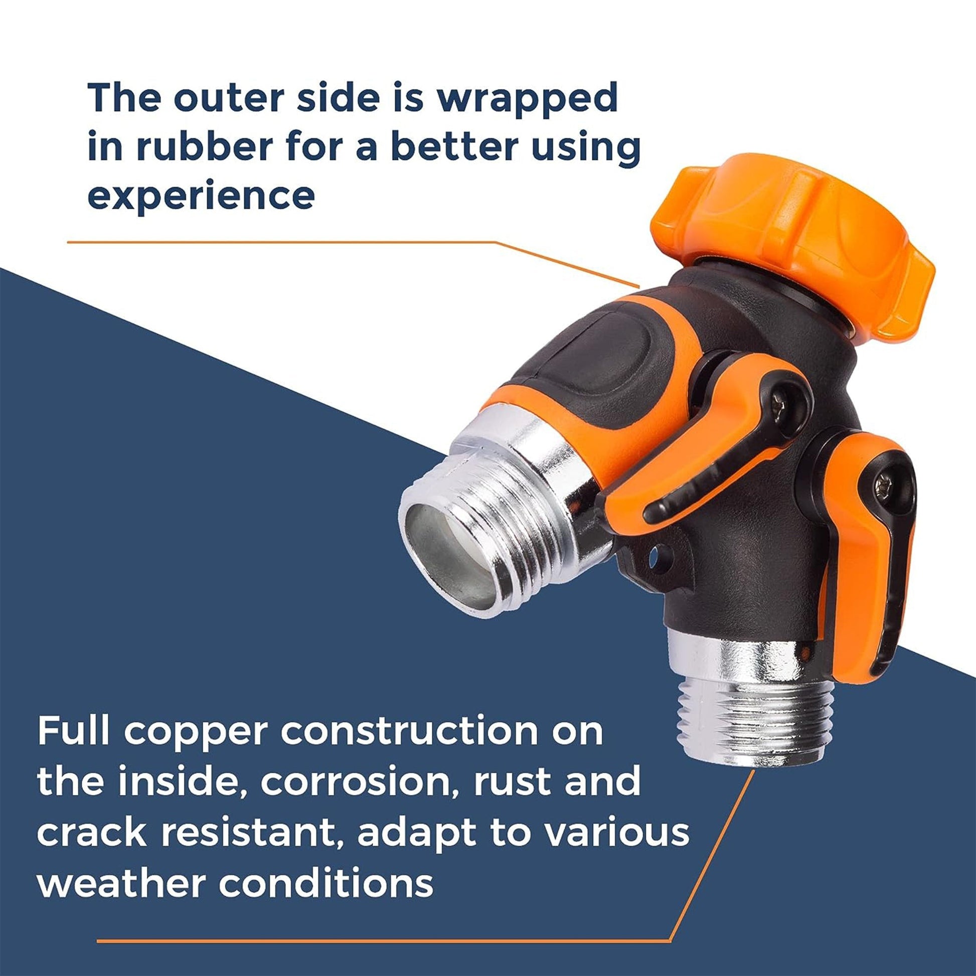 Metal water hose splitter from Giraffe Tools US, gardening accessory, 3/4-inch standard metal hose connector, durable and functional.
