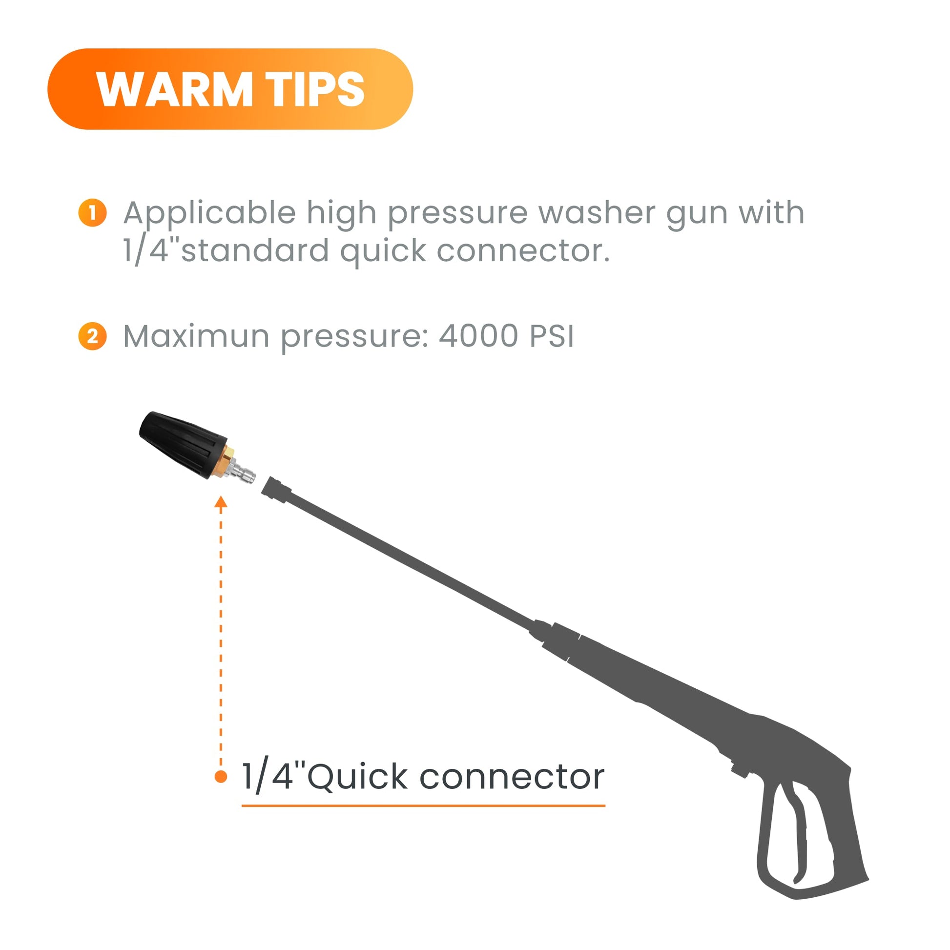 Giraffe Tools US pressure washer turbo nozzle attachment with quick connector for high-pressure cleaning.