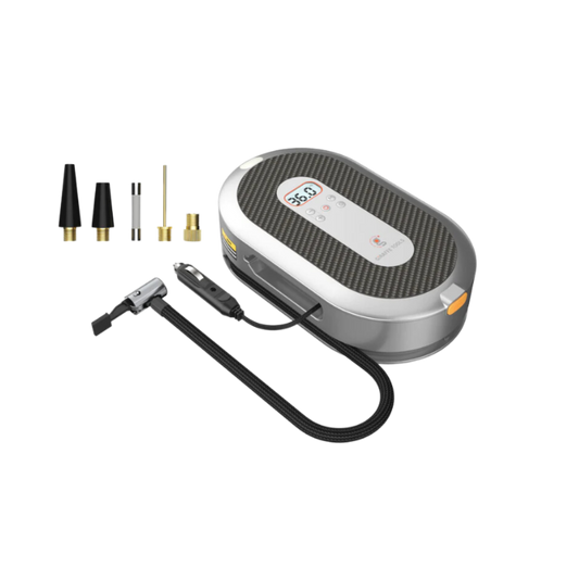 Giraffe Tools US retractable air compressor for car tires, compact and portable tire inflator with retractable hose