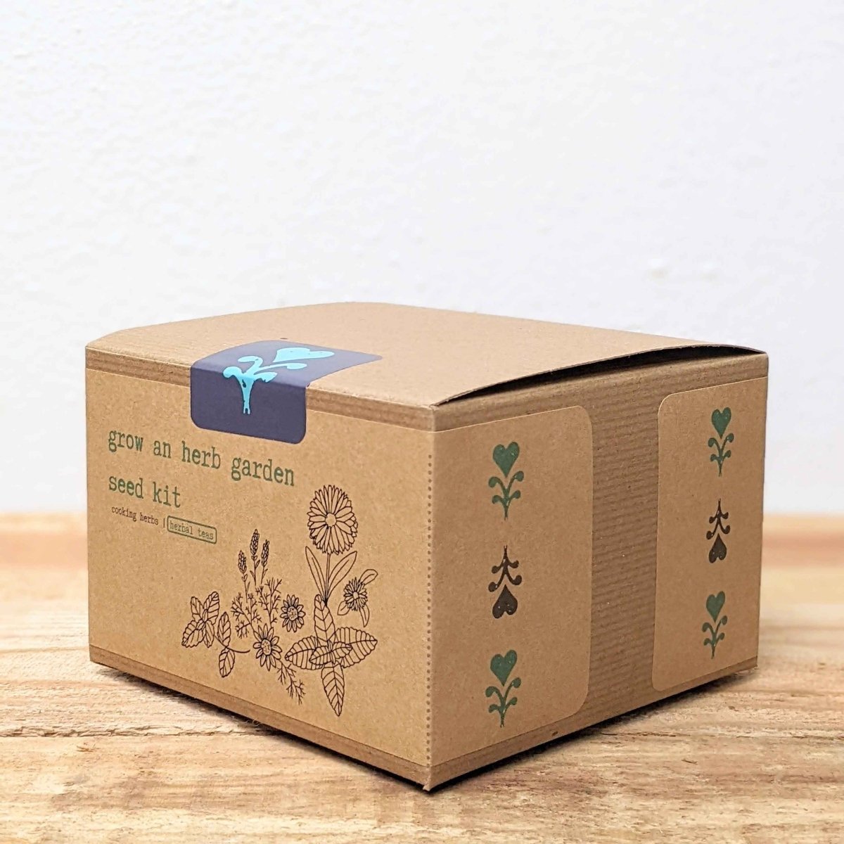 Herb seeds kit for growing herbal teas, including various seed packets, ideal for starting a home herb garden.