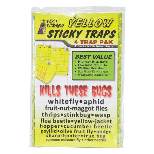 Pest Wizard Yellow Sticky Card Trap, Large 4-Pack - Blessings Grow Meadows