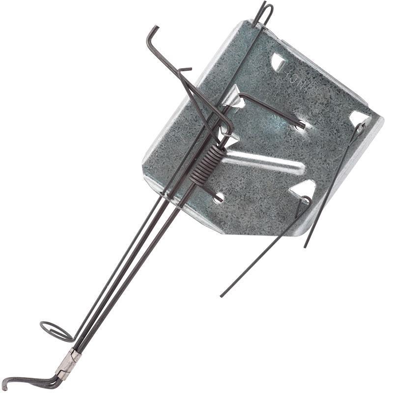 Cinch Gopher Trap by Grow Organic for pest control, showing the metal trap with spring mechanism on the ground.