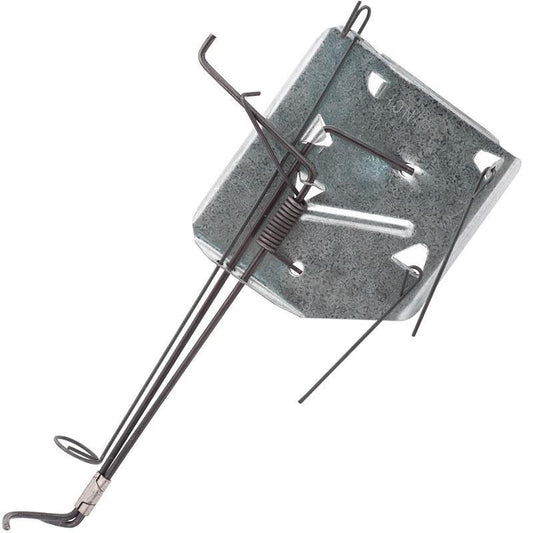 Cinch Gopher Trap by Grow Organic for pest control, showing the metal trap with spring mechanism on the ground.