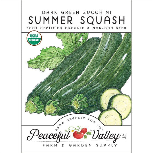 Dark Green Zucchini Summer Squash Seeds (Organic) - Blessings Grow Meadows