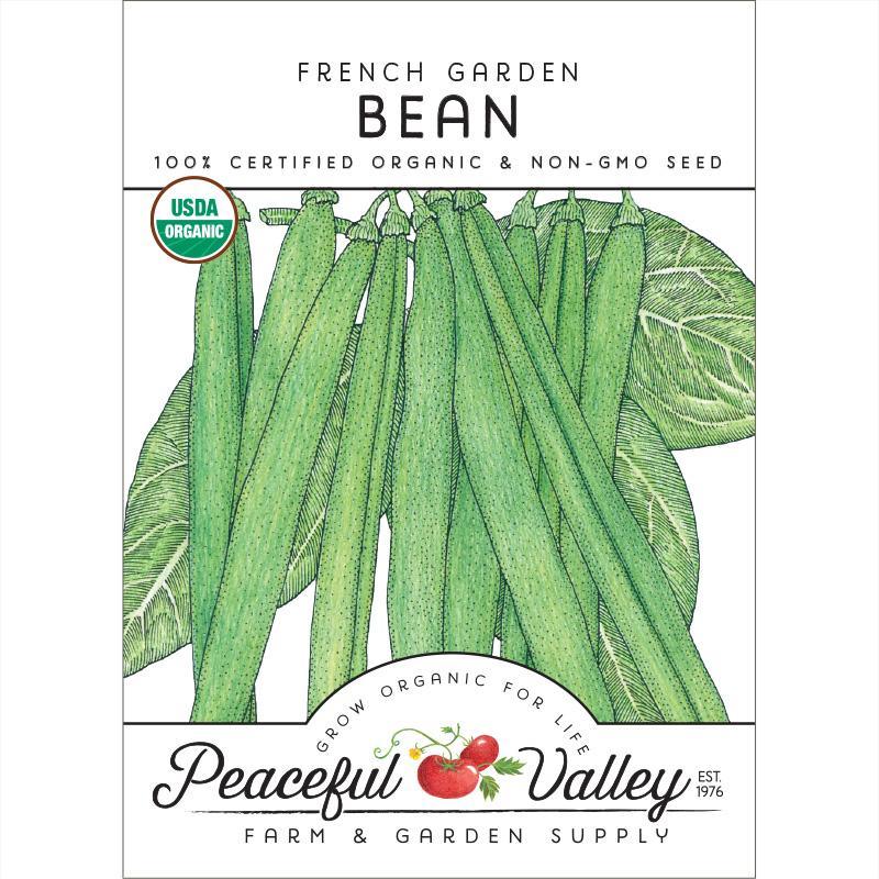 Organic French Garden Bean Seeds package from Grow Organic, showcasing vibrant bean seed collection for vegetable gardening.