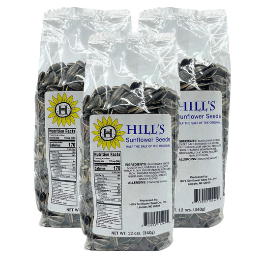 Half Salt Sunflower Seeds | Pack of 3 | 12 oz | Hill's Sunflower Seeds - BuyNebraska.com ~ Blessings Grow Meadows