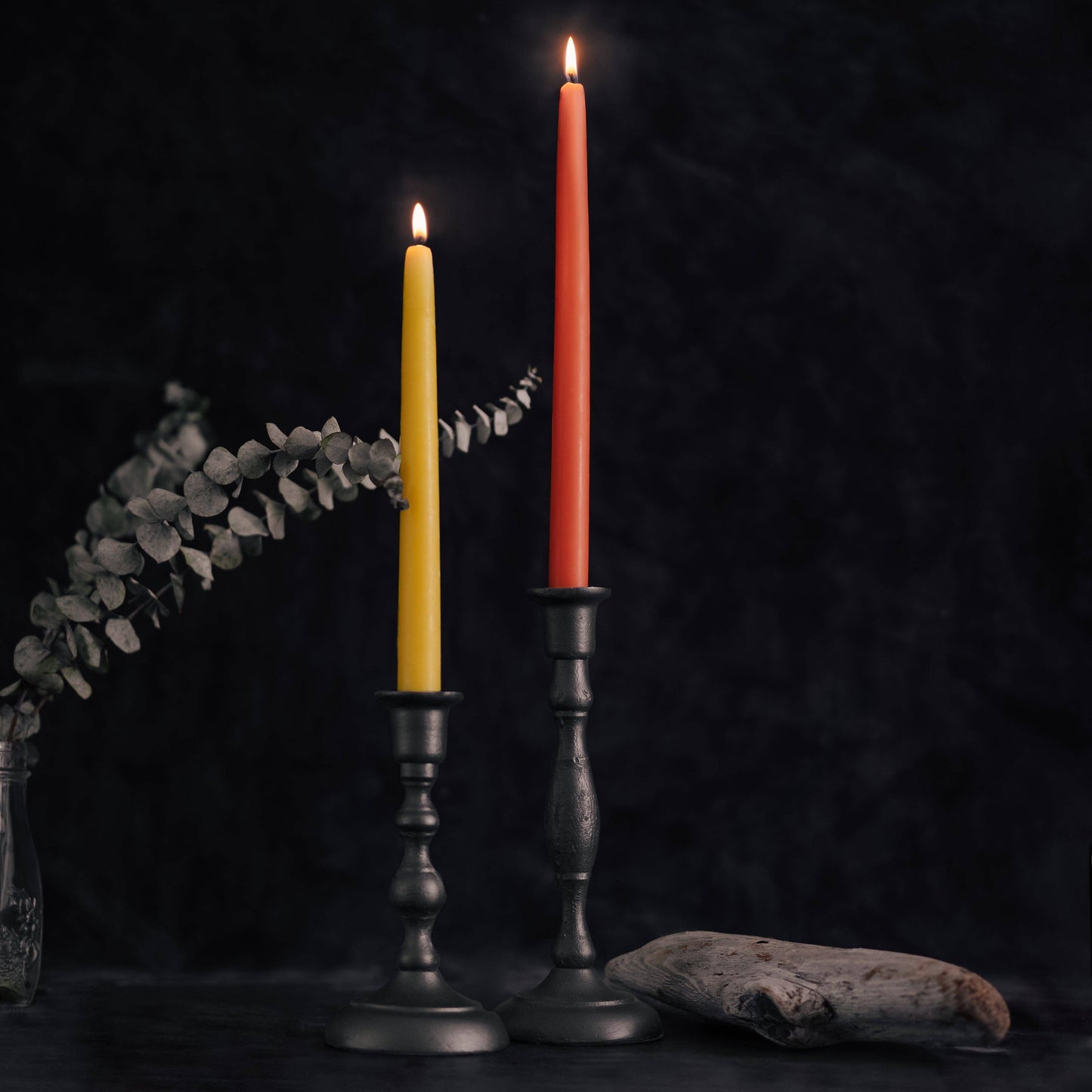 Hand-dipped beeswax taper candles in a 4-pair bulk bundle from Bluecorn Candles, showcasing warm, natural beeswax finish and tapered design.