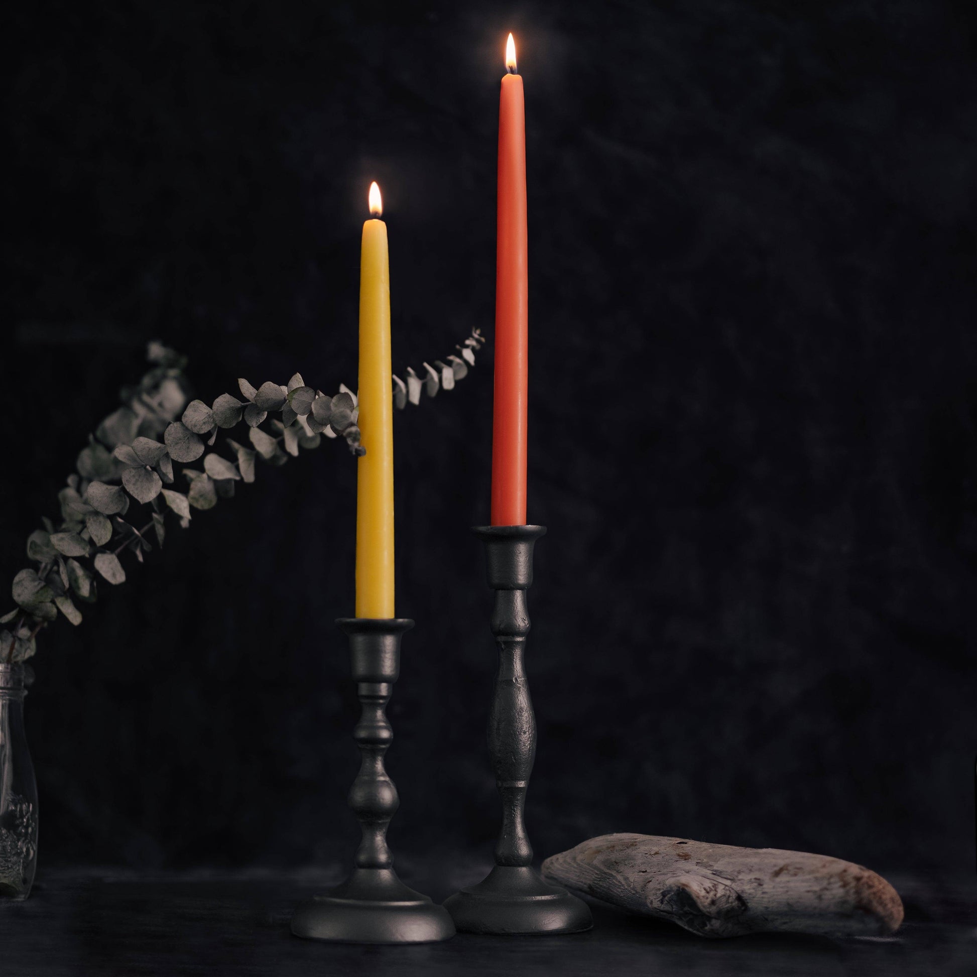 Hand-dipped beeswax taper candles in a 4-pair bulk bundle from Bluecorn Candles, showcasing warm, natural beeswax finish and tapered design.