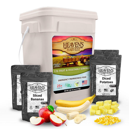 Fruit & Vegetable Bucket - 1 Person 1 Month - 170 servings - Emergency Survival Food Kit