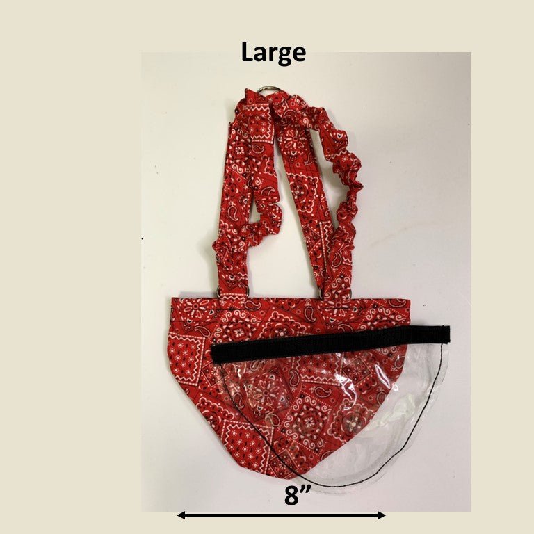 Crazy K Farm Bird Diaper harness with removable vinyl liner for pigeons, chickens, ducks, and geese in natural outdoor setting.