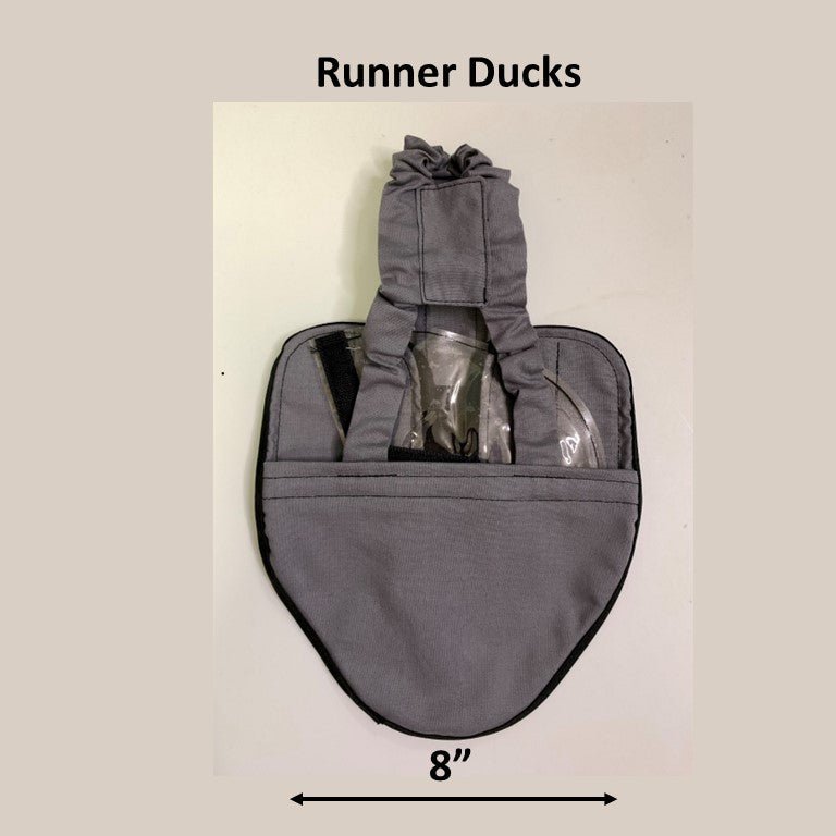 Hen Holster duck and goose diaper with removable liners by Crazy K Farm Pet and Poultry, shown on waterfowl.