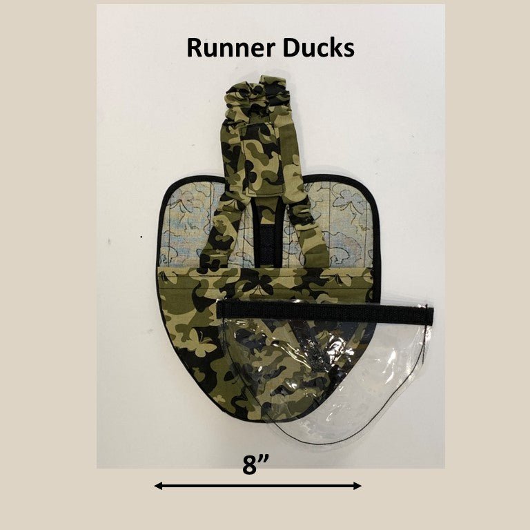 Hen Holster duck and goose diaper with removable liners by Crazy K Farm Pet and Poultry, showing adjustable fit on waterfowl.