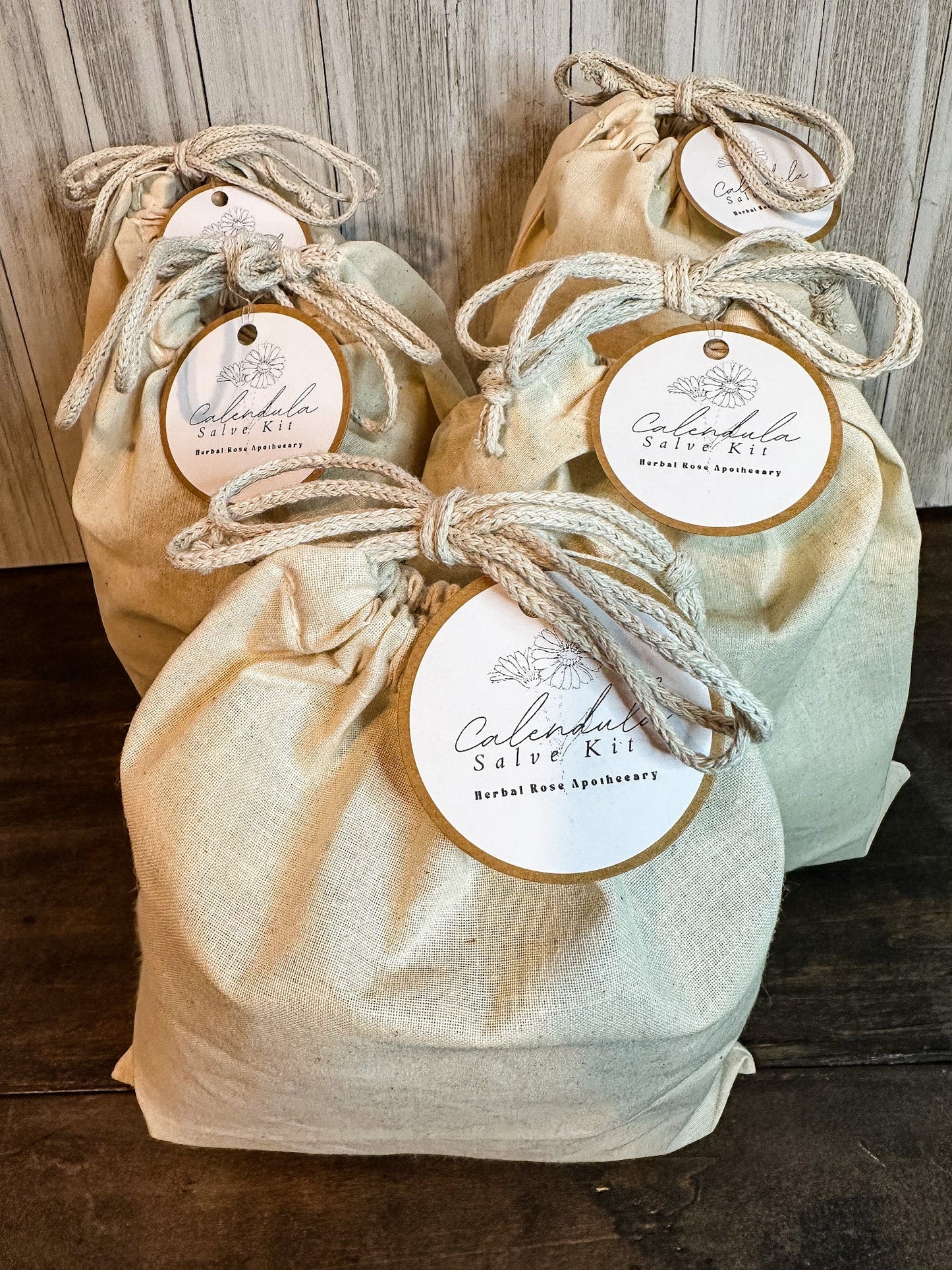 Herbalroseapothecary DIY Salve Kit with arnica flowers for making natural herbal salves in an apothecary kit.